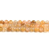 Perles Citrine naturelles, perles de citrine, Rond, poli, normes différentes pour le choix & styles différents pour le choix, Jaune, Vendu par Environ 14.57 pouce brin