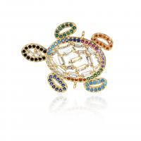 Cubic Zirconia Micro Pave Brass Connector Turtle plated micro pave cubic zirconia golden Sold By PC