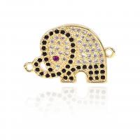 Cubic Zirconia Micro Pave Brass Connector Elephant plated micro pave cubic zirconia Sold By PC