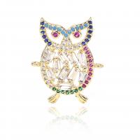 Cubic Zirconia Micro Pave Brass Connector Owl plated micro pave cubic zirconia golden Sold By PC