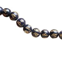 Perles en verre aventuriné bleu, Grès bleu, Rond, DIY & or accentué, bleu, Vendu par 38 cm brin