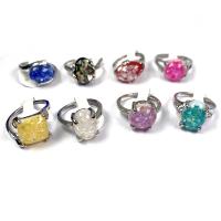 Stainless Steel Finger Ring, with Resin, Unisex, mixed colors, 17mm, 100PCs/Bag, Sold By Bag