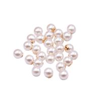Plastic Pearl Ear Plugs with Brass plated Round Sold By Bag