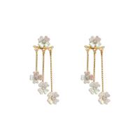 Zinc Alloy Drop Earrings with Acrylic 925 thailand sterling silver post pin high quality plated fashion jewelry & for woman & with rhinestone golden Sold By Pair
