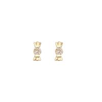Brass Stud Earring 925 thailand sterling silver post pin Candy real gold plated fashion jewelry & for woman & with cubic zirconia golden Sold By Pair