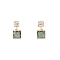 Zinc Alloy Drop Earrings 925 thailand sterling silver post pin high quality plated fashion jewelry & imitation natural quartz & for woman & with rhinestone green Sold By Pair