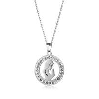 Stainless Steel Jewelry Necklace fashion jewelry & with rhinestone Length Approx 50 cm Sold By PC