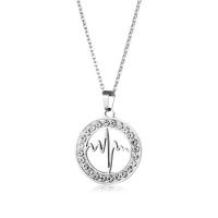 Stainless Steel Jewelry Necklace Electrocardiographic fashion jewelry & with rhinestone Length Approx 50 cm Sold By PC