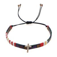 Glass Beads Bracelet, with Polyester Cord & Tibetan Style, fashion jewelry & with rhinestone, more colors for choice, 280mm, Sold By PC