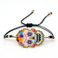 Seedbead Bracelet with Polyester Cord Skull fashion jewelry & woven pattern 280mm Sold By PC