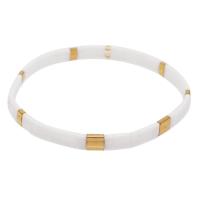 Bracelet de perles de verre, Des billes de verre, avec alliage de zinc, bijoux de mode & styles différents pour le choix, blanc, 165mm, Vendu par brin
