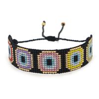 Seedbead bracelet, avec cordon de polyester, bijoux de mode & motif de mauvais œil & motif tissé, couleurs mélangées, 280mm, Vendu par PC
