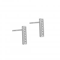 925 Sterling Silver Stud Earrings Rectangle plated for woman & with rhinestone Sold By Pair