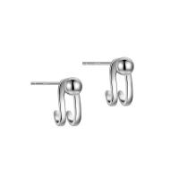 925 Sterling Silver Split Earring, Geometrical Pattern, platinum plated, fashion jewelry & for woman, 6.2x13mm, 5mm, Sold By Pair