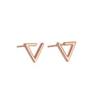 925 Sterling Silver Stud Earrings Triangle plated for woman & hollow Sold By Pair