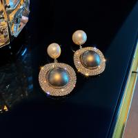 Zinc Alloy Drop Earrings with Plastic Pearl plated for woman & with rhinestone nickel lead & cadmium free Sold By Pair