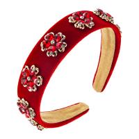 Hair Bands, Cloth, with Tibetan Style, for woman & with rhinestone, more colors for choice, 380x30mm, Sold By PC