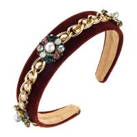 Hair Bands, Cloth, with Tibetan Style, for woman & with rhinestone, more colors for choice, 380x35mm, Sold By PC