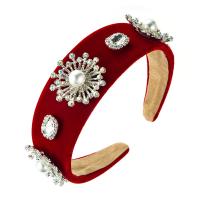 Banda del Pelo, paño, con Perlas plásticas, para mujer & con diamantes de imitación, más colores para la opción, 380x42mm, Vendido por UD