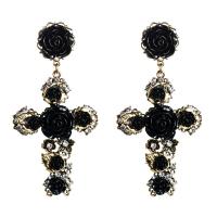 Zinc Alloy Drop Earrings with Acrylic gold color plated for woman & with rhinestone Sold By Pair