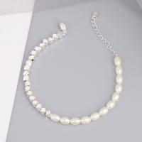Bracelets en laiton, avec perle de plastique, pour femme, blanc, Vendu par PC