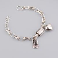 Brass Bracelet & Bangle, silver color plated, for woman, Length:Approx 7.68 Inch, Sold By PC