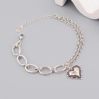 Brass Bracelet & Bangle Heart silver color plated for woman Length Approx 8.46 Inch Sold By PC