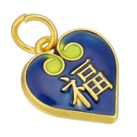 Brass Jewelry Pendants, Heart, gold color plated, double-sided enamel & two tone, two different colored, 14x15x3mm, Hole:Approx 4mm, 10PCs/Lot, Sold By Lot
