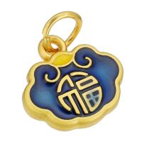 Brass Jewelry Pendants, Lock, gold color plated, double-sided enamel & two tone, two different colored, 14x13x3mm, Hole:Approx 4mm, 10PCs/Lot, Sold By Lot