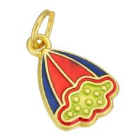 Brass Jewelry Pendants Lotus Seedpod gold color plated double-sided enamel & two tone two different colored Approx 4mm Sold By Lot