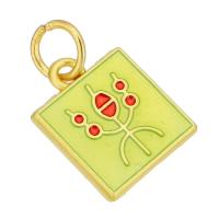Brass Jewelry Pendants, gold color plated, double-sided enamel & two tone, two different colored, 12x15x2mm, Hole:Approx 4mm, 10PCs/Lot, Sold By Lot