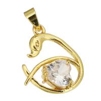 Cubic Zirconia Micro Pave Brass Pendant gold color plated micro pave cubic zirconia & hollow Approx 4mm Sold By Lot