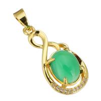 Cats Eye Pendants, Brass, with Cats Eye, gold color plated, enamel, 14x27x8mm, Hole:Approx 4mm, 10PCs/Lot, Sold By Lot