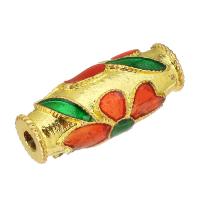 Brass Jewelry Beads, gold color plated, enamel, 22x9x9mm, Hole:Approx 3mm, 10PCs/Lot, Sold By Lot
