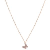 Zinc Alloy Jewelry Necklace with 2.76inch extender chain Butterfly plated for woman & with rhinestone nickel lead & cadmium free 10mm Length Approx 16.54 Inch Sold By PC