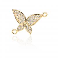 Cubic Zirconia Micro Pave Brass Connector Butterfly plated micro pave cubic zirconia golden Sold By PC