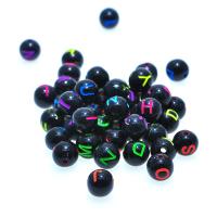 Alphabet Acryl Perlen, rund, Spritzlackierung, DIY & mit Brief Muster, gemischte Farben, 8mm, verkauft von G
