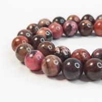 Rhodonit Perlen, rund, DIY, gemischte Farben, verkauft per 38 cm Strang