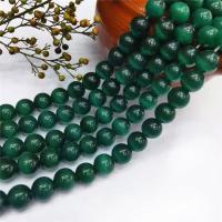 Perles de bijoux oeil de chat, Rond, poli, DIY, vert, Vendu par 38 cm brin