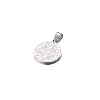 Stainless Steel Pendants, Round, plated, silver color, 15x2mm, 10PCs/Bag, Sold By Bag