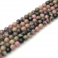 Perles rhodonites, rhodonite, Rond, poli, DIY, couleurs mélangées, Vendu par 38 cm brin