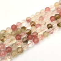 Prirodni kvarc nakit Beads, Cherry Quartz, Krug, uglađen, možete DIY, miješana boja, Prodano Per 38 cm Strand