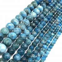 Apatite Perle, rund, poliert, DIY, blau, verkauft per 38 cm Strang