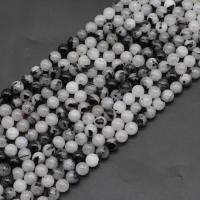 Quartz naturel bijoux perles, quartz rutile, Rond, DIY, couleurs mélangées, 8x8mm, Vendu par 38 cm brin