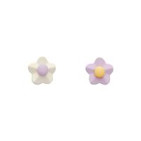 Zinc Alloy Stud Earring Flower painted fashion jewelry & for woman multi-colored Sold By Pair