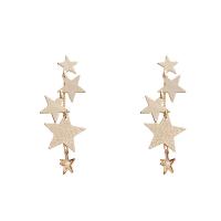 Brass Drop Earring, with ABS Plastic Pearl, Star, real gold plated, fashion jewelry & for woman, golden, 55x19mm, Sold By Pair
