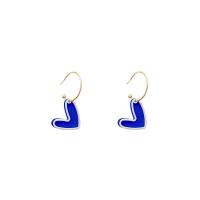 Boucles d'oreilles en alliage de zinc, coeur, peinture, bijoux de mode & pour femme, bleu, 22x11mm, Vendu par paire