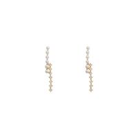 Cubic Zirconia Micro Pave Brass Earring, with ABS Plastic Pearl, real gold plated, fashion jewelry & for woman & with cubic zirconia, golden, 30x4mm, Sold By Pair