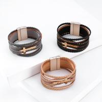 PU Leather Cord Bracelets, with Tibetan Style, fashion jewelry & for woman, more colors for choice, 30mm, Length:7.68 Inch, Sold By PC