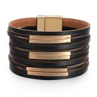 PU Leather Cord Bracelets fashion jewelry & for woman & with rhinestone 30mm Length 7.72 Inch Sold By PC